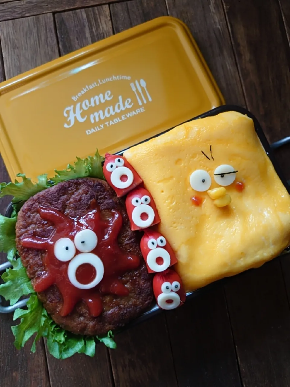 漢の…自分用🍱マルシンハンバーグでオムバーグ弁当|ᵏᵒᵘさん