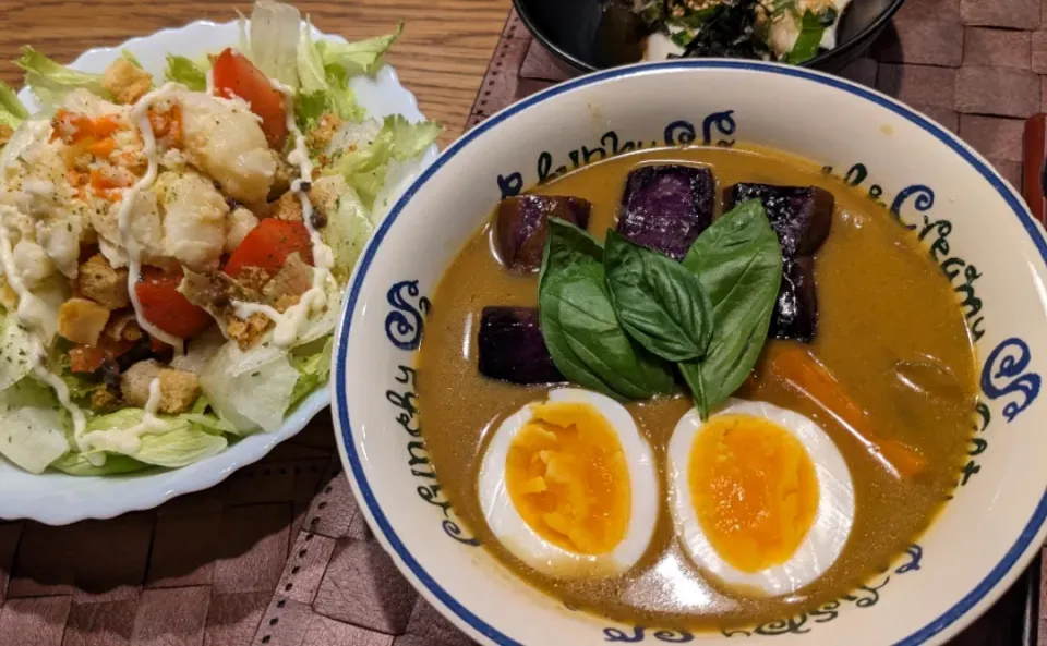 スープカレー家庭菜園のバジルを添えて|まみさん