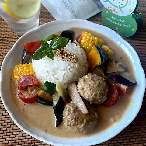 「NIKUVEGE ココナッツカレー」を使ってみたSnapdishの料理・レシピ写真:今日のランチは🥥ココナッツカレー〜肉の日に大豆ミート♡