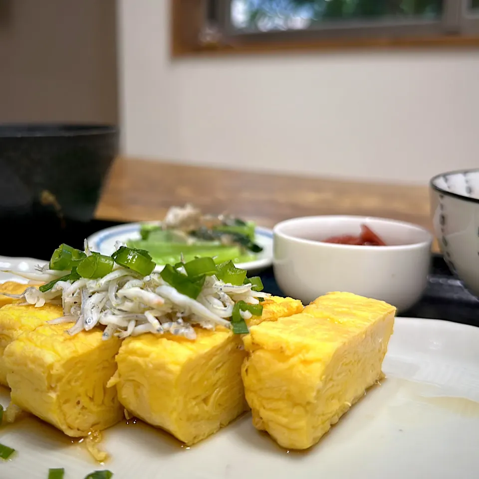 ふわっじゅわ、な、だし巻き卵、朝定食|くまちゃんさん