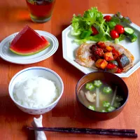 Snapdishの料理写真:豚肉の夏野菜のソースかけ|なほさん