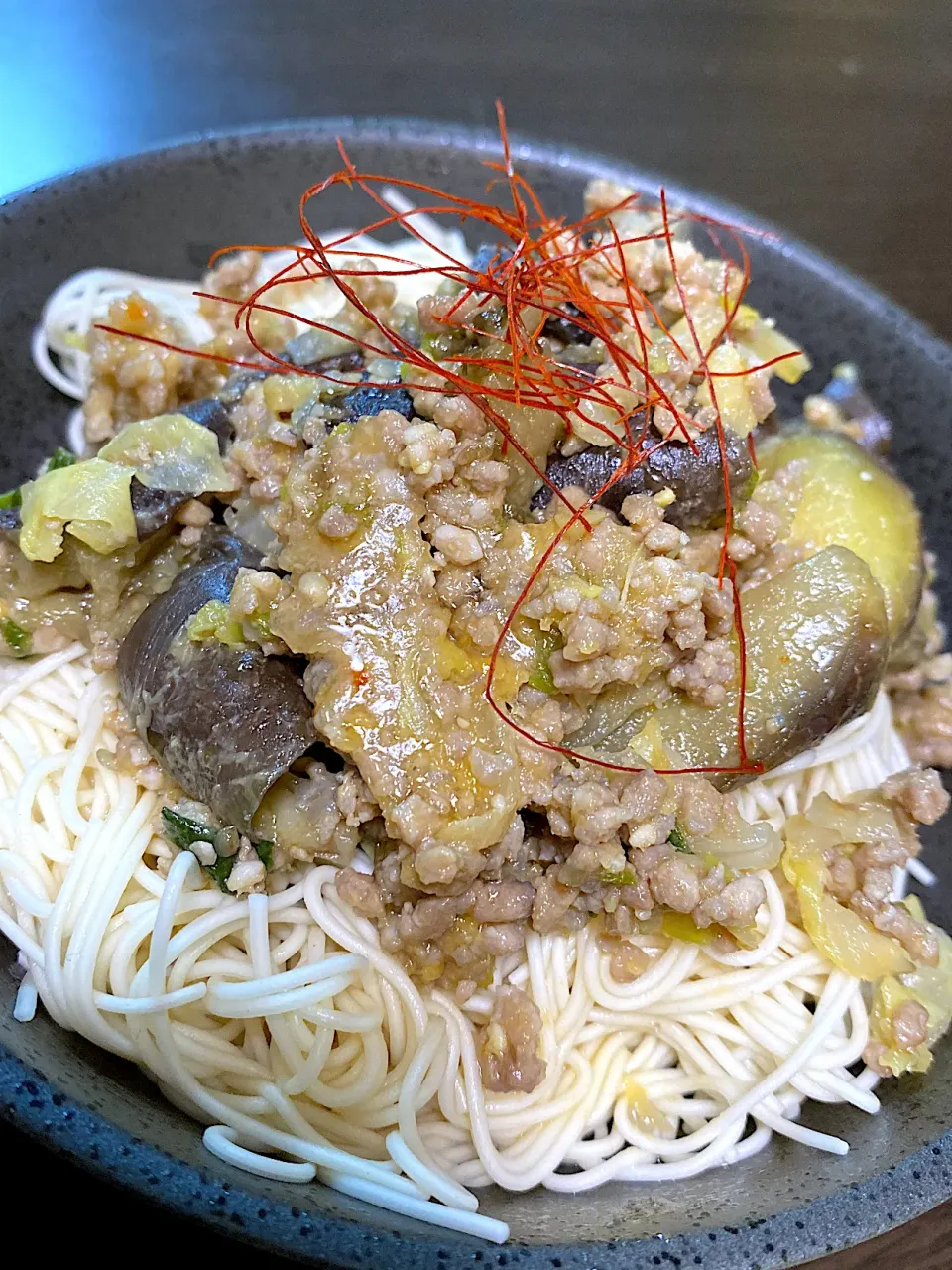 冷し麻婆茄子そうめん|ちぐけんさん