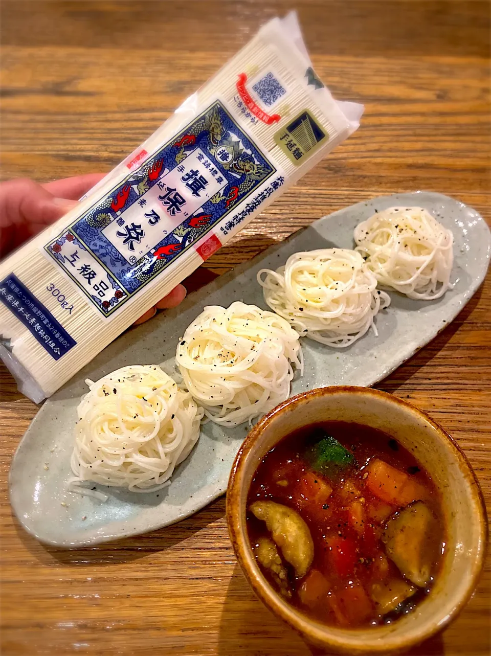 揖保乃糸をカレーつけ麺ダレで🎵|まーさん