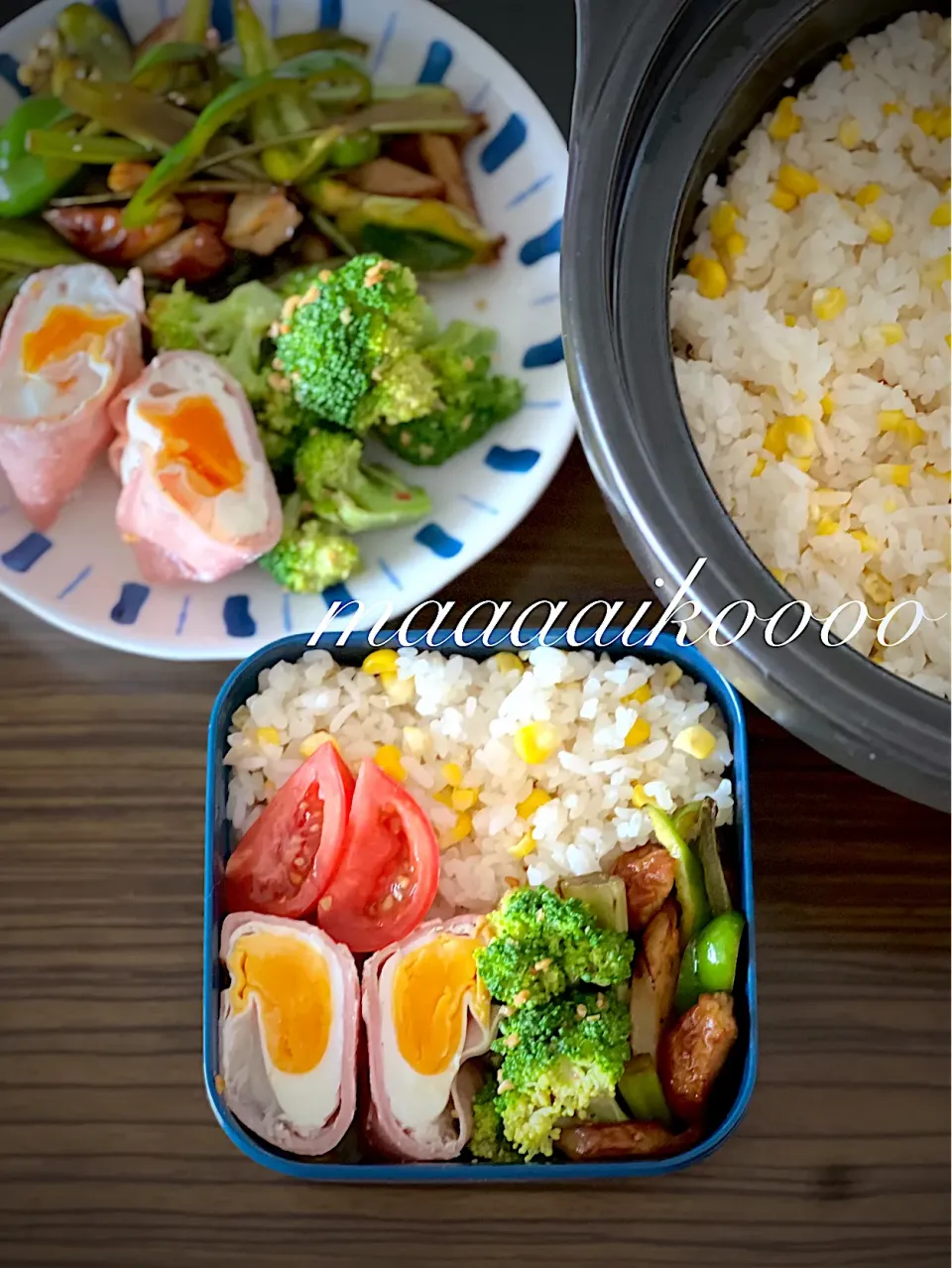 Snapdishの料理写真:とうもろこしご飯弁当🍱|マイコさん