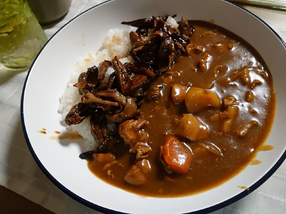 カレーライス うなぎの肝焼きトッピング|白河無月さん