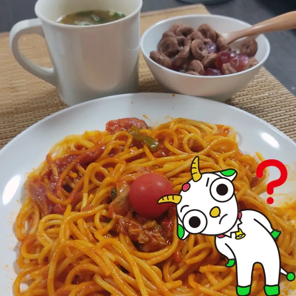 ナポリタンとヨーグルトと味噌汁|Rピージャーさん