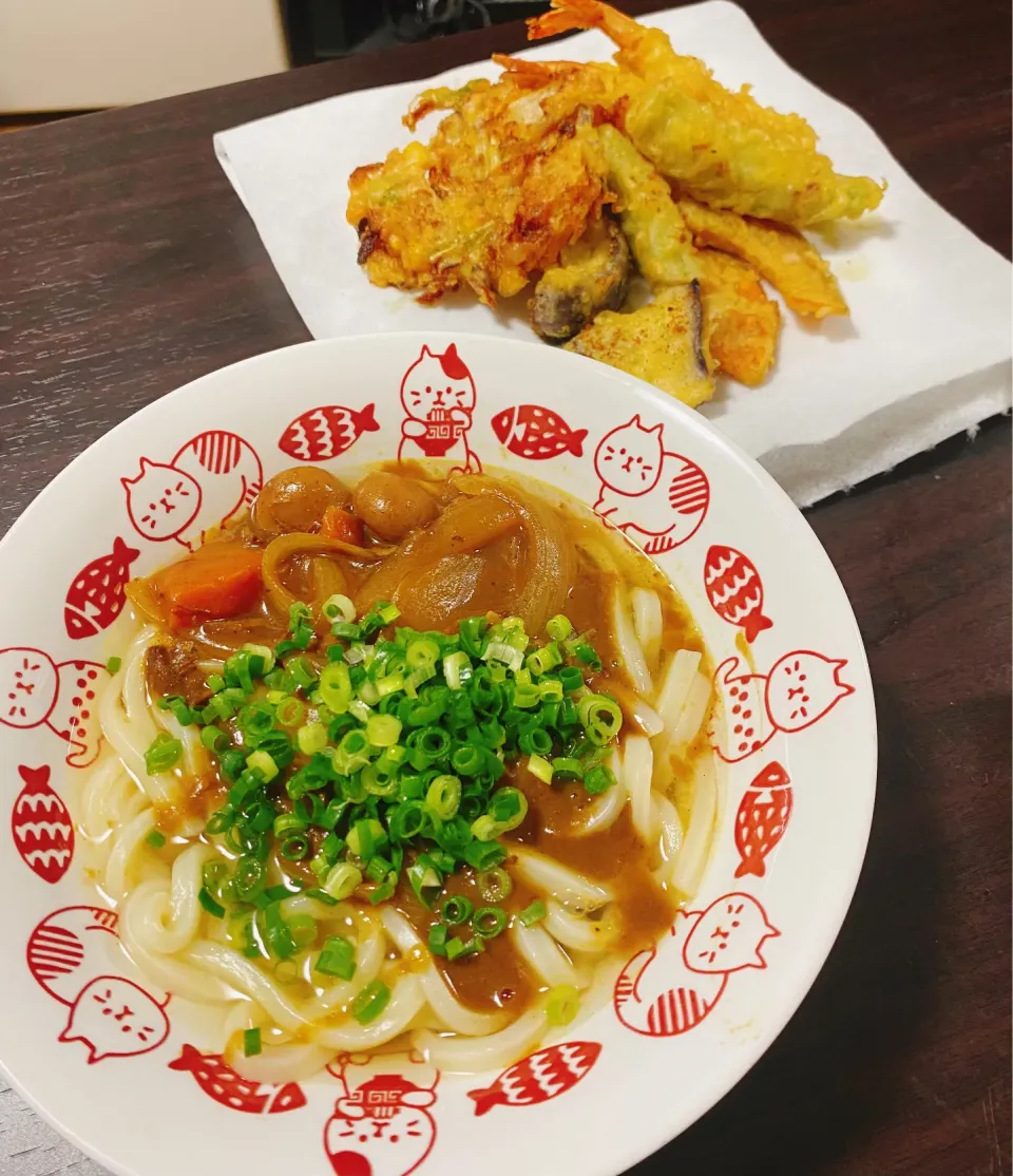 Snapdishの料理写真:カレーうどん天ぷら🍤|ゆんこさん