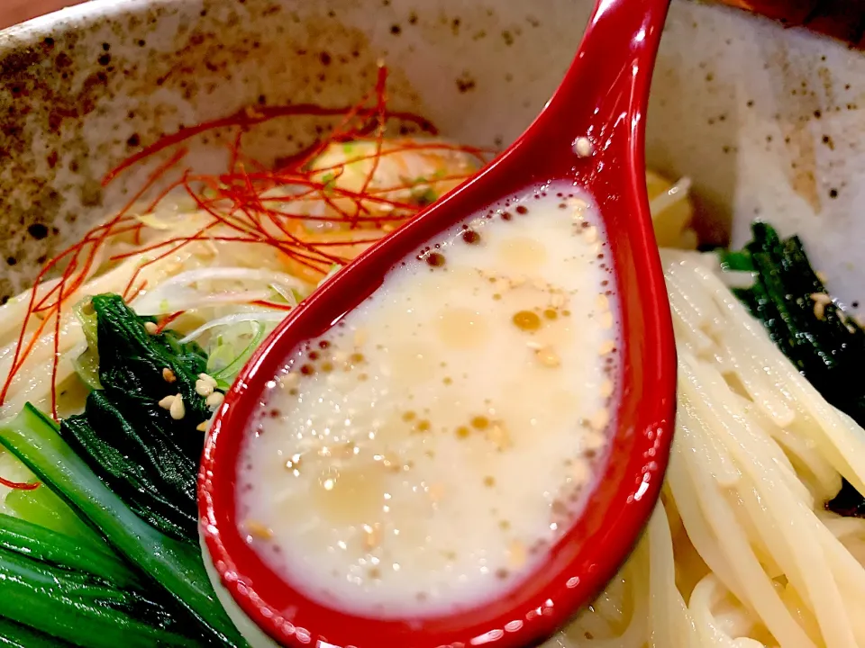 海老と青菜の焦がしニンニク豆乳そうめん|半田手延べそうめんの店 阿波や壱兆さん