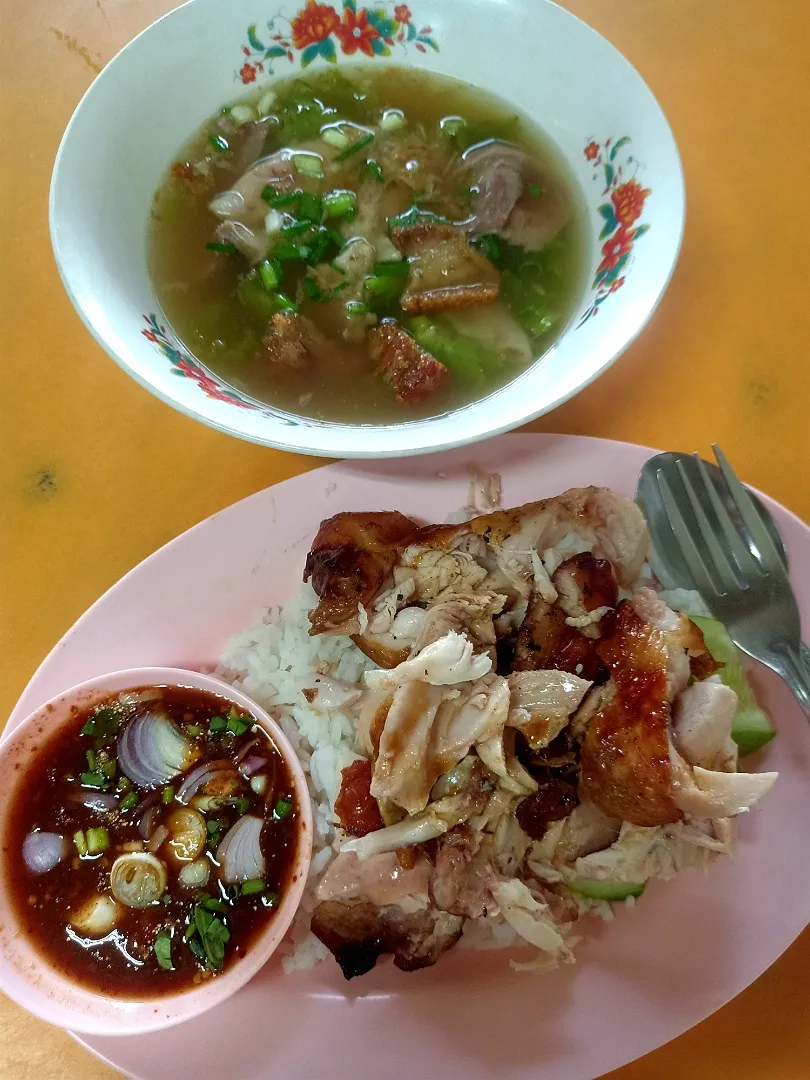 Dinner w/ Grilled Chicken on Rice & Mixed Pork Soup 🐔🐷🤤|An'leeさん