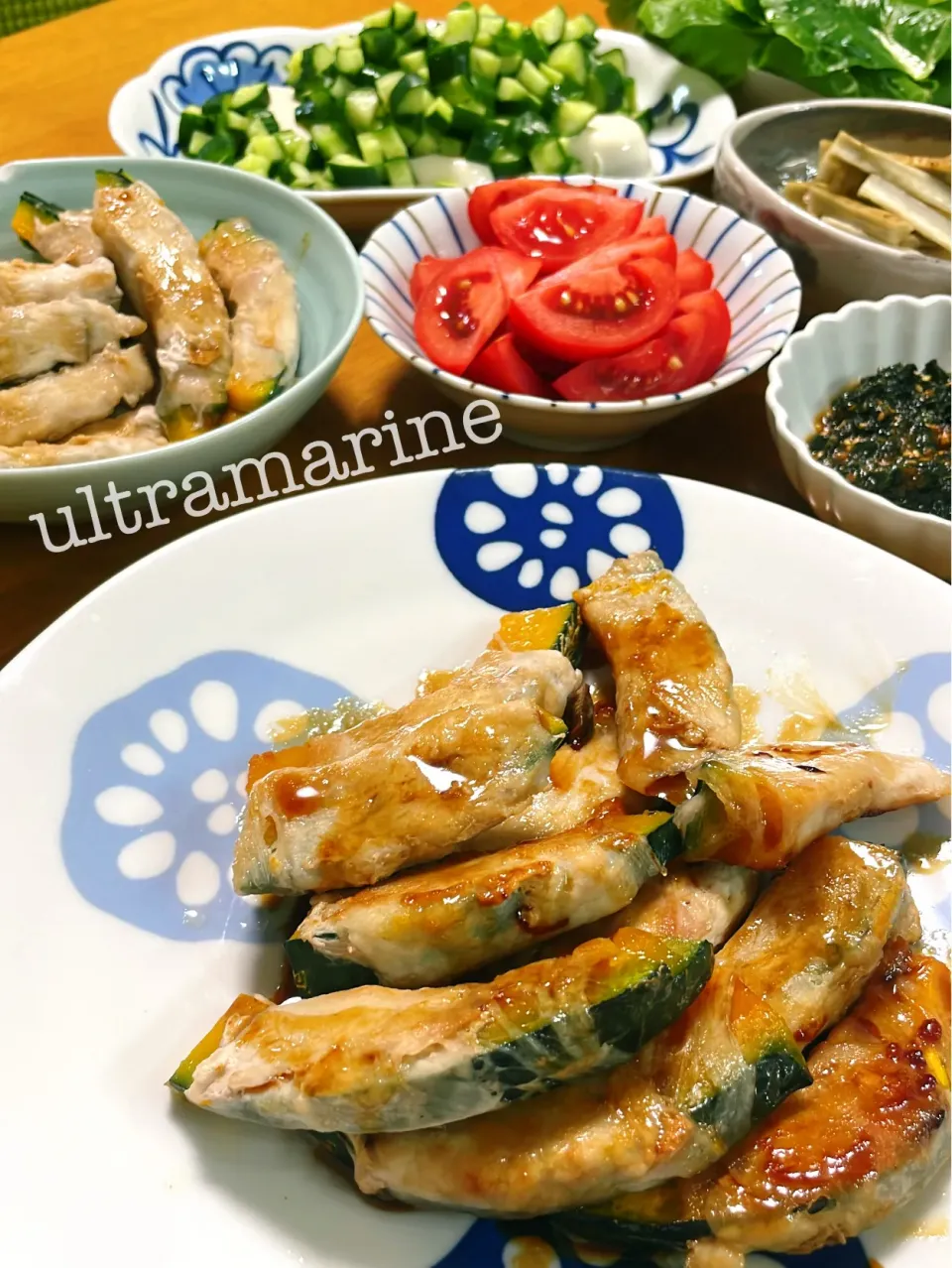 ＊夏ごはん。かぼちゃの肉巻き♪＊|ultramarineさん