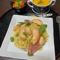 桃と生ハムの冷製パスタ|zuchiruさん