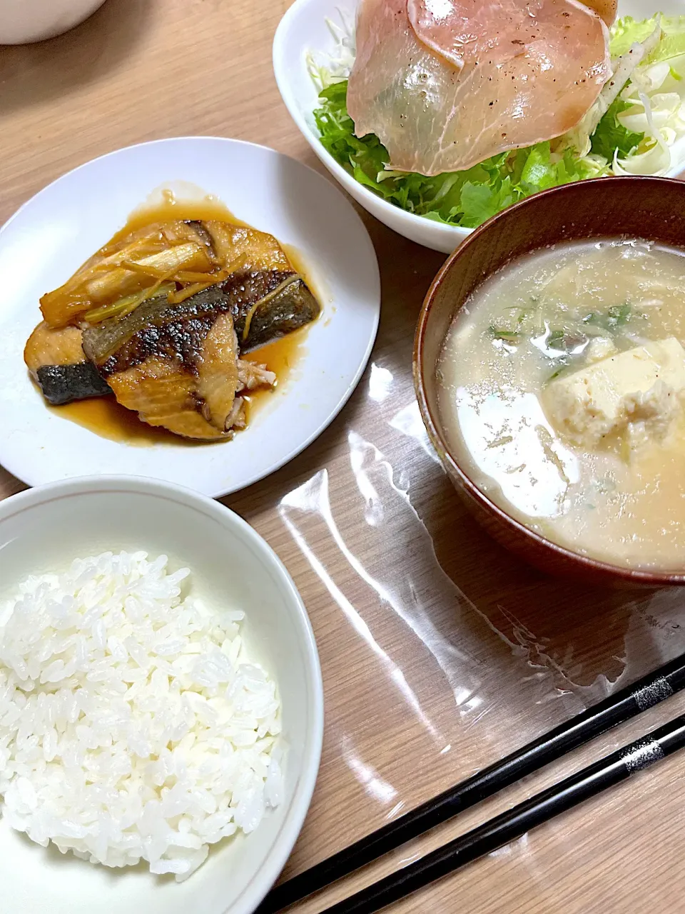 ブリ照りと冷や汁の定食|もーやんさん