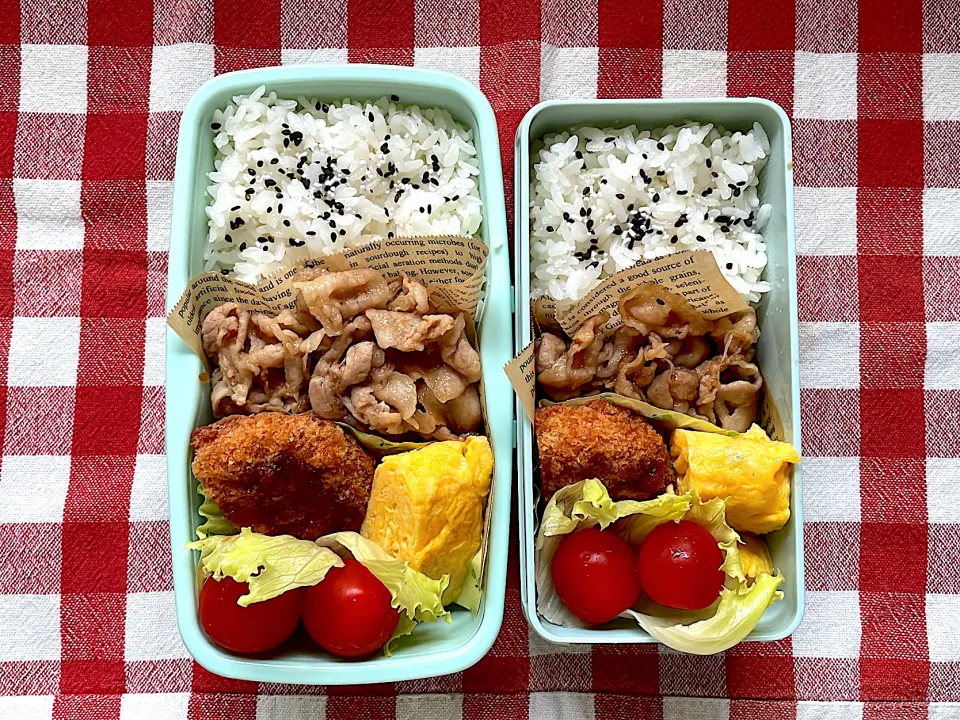 Snapdishの料理写真:中一息子、中三娘お弁当🍱#夏休みなのに毎日学校😆|しげっちさん