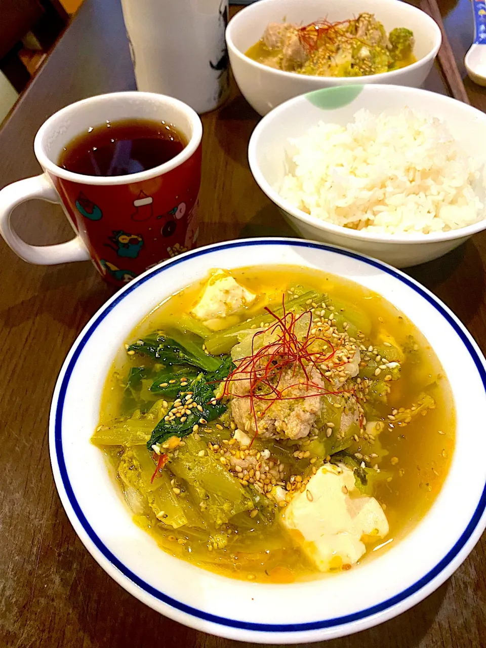 豆腐と肉団子のスープ　アイスコーヒー|ch＊K*∀o(^^*)♪さん