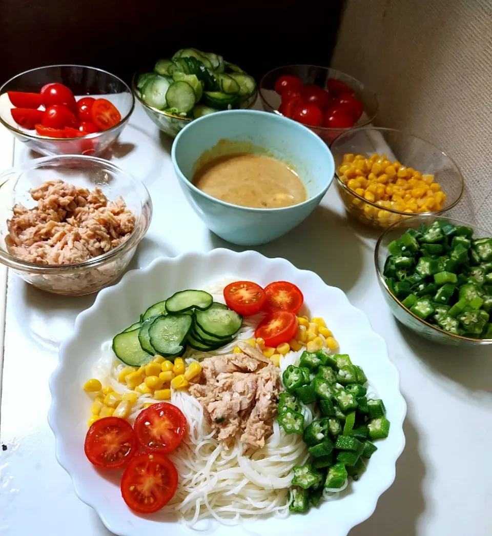 味噌マヨサラダそうめん|あかね空さん