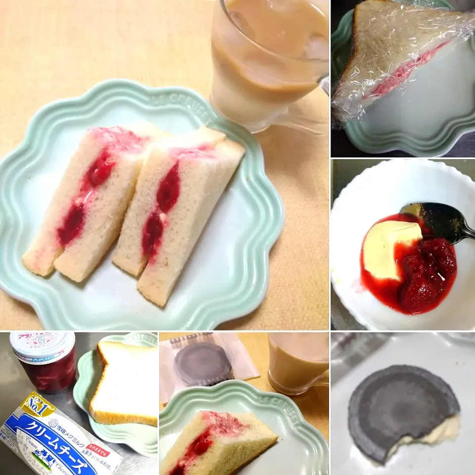 Snapdishの料理写真:クリームチーズ＆イチゴジャムサンド|うたかた。さん