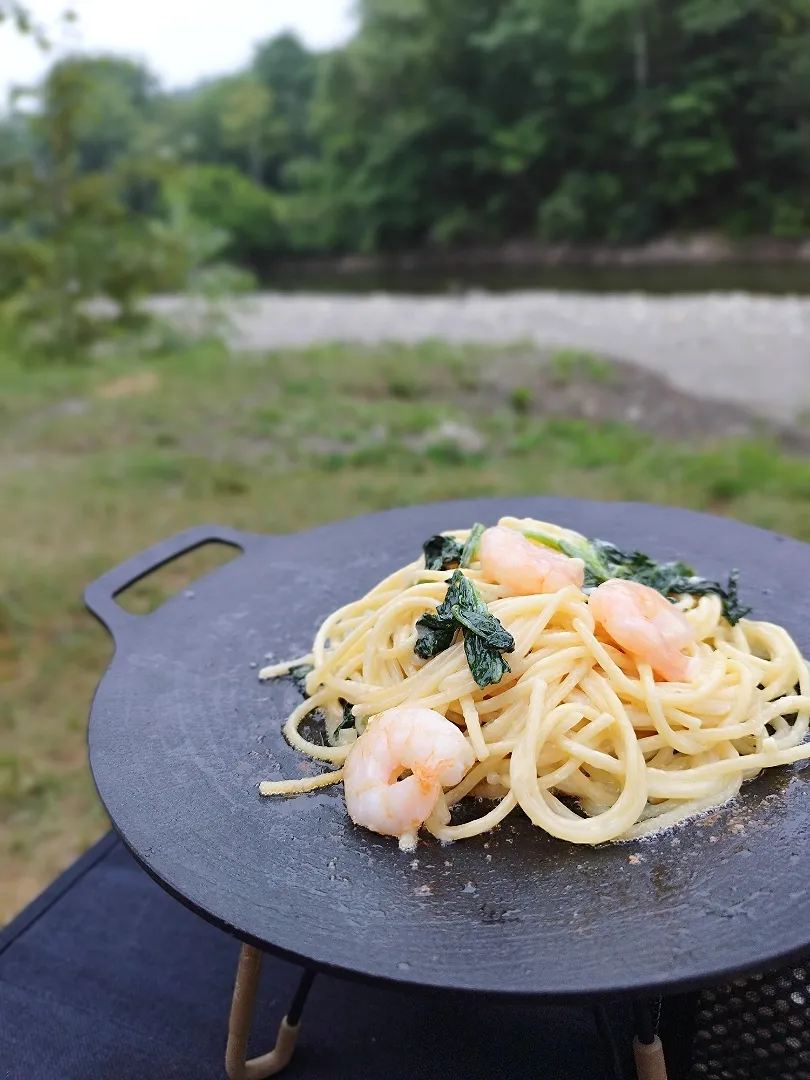 海老とほうれん草のクリームパスタ|melさんさん