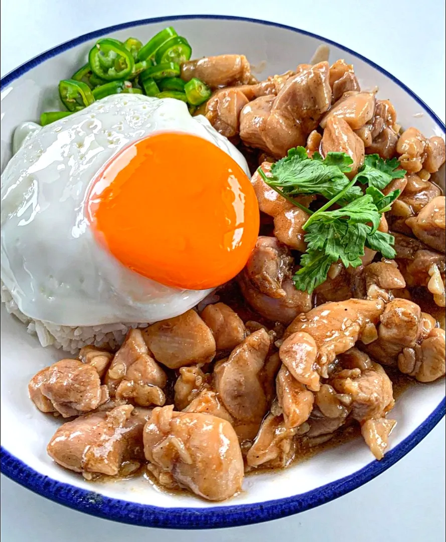 Stir-fried Honey Garlic Chicken over Rice & Sunny Side-up Egg 🐔🥚🤤🫶🏻|An'leeさん