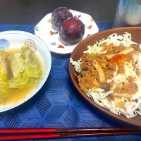 Snapdishの料理写真:日曜の食事　ひき肉ばっかり！笑|るみおさん