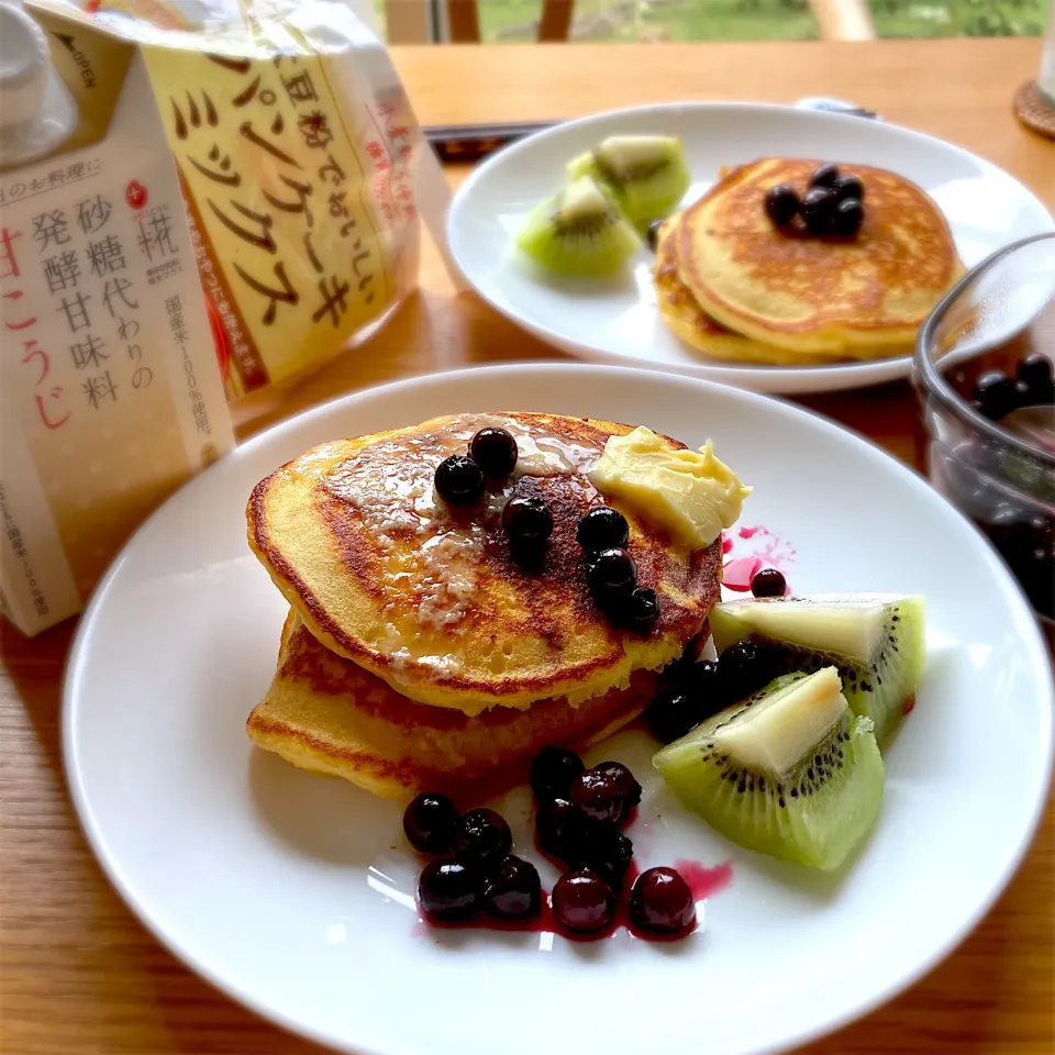 甘酒大豆粉パンケーキ|むぎこさん