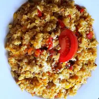 Snapdishの料理写真:brown rice, with egg vegetable fry|Busisiwe Malunduさん