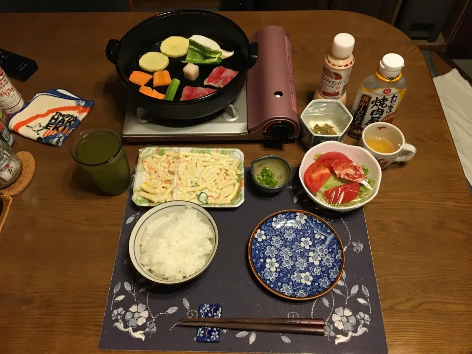 鉄鍋焼き(国産牛バラカルビ＆肩切り落とし,野菜)(夕飯)|enarinさん