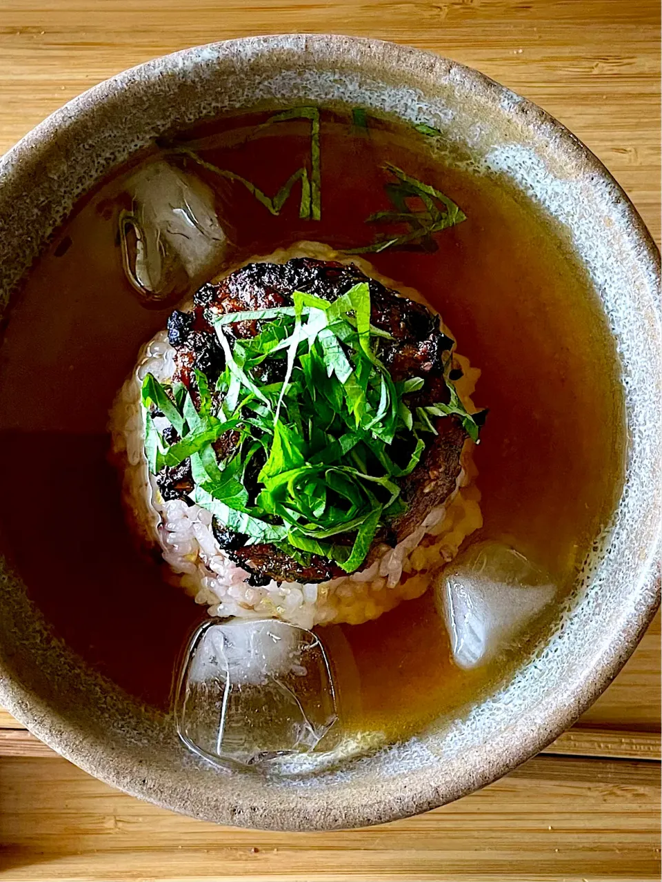 大葉味噌で焼きおにぎり茶漬け|酒好きさん