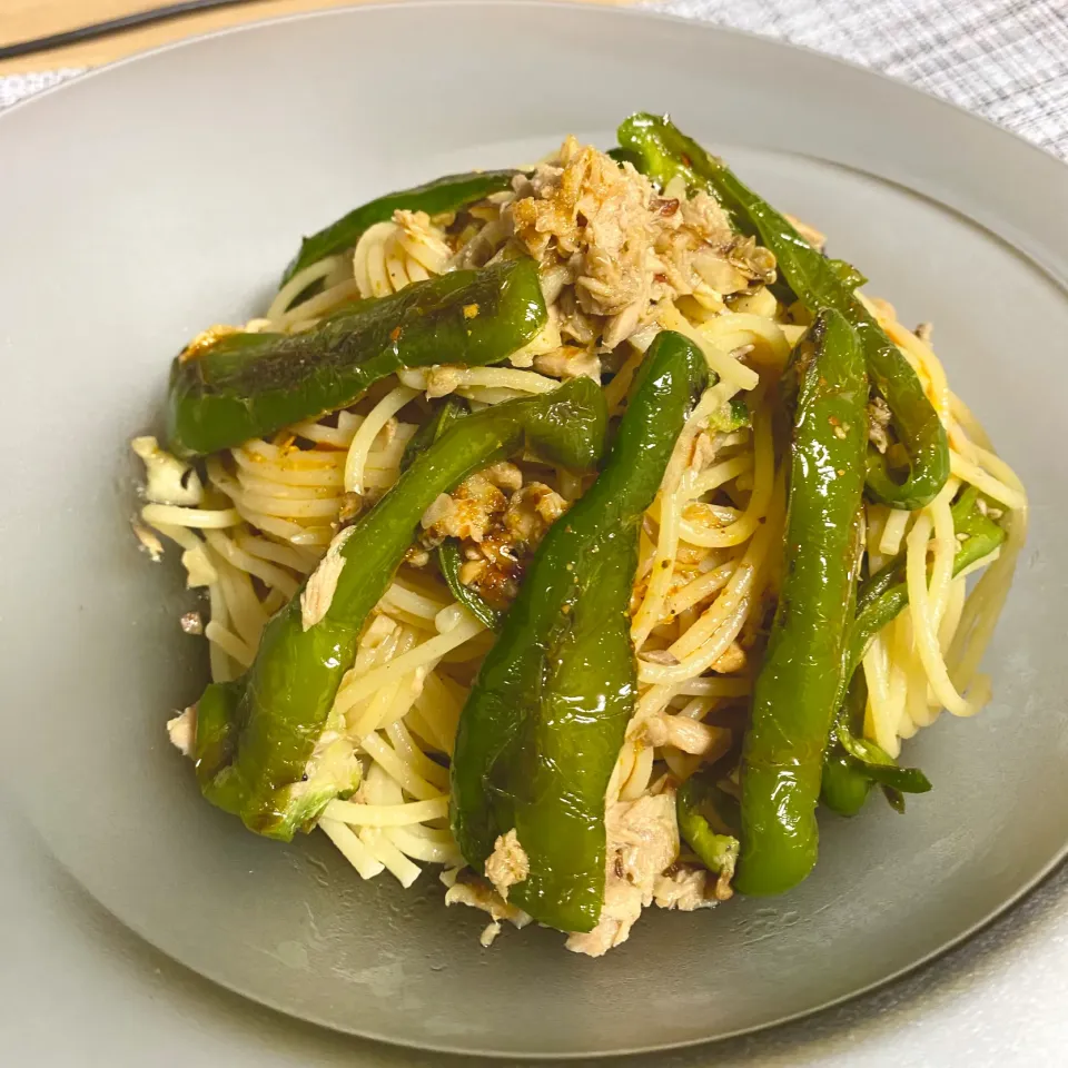 ピーマンとツナの中華風パスタ(無限パスタ)|OLの気ままご飯🍽さん