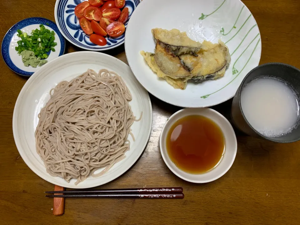 昼食　ざるそば　ナス天ぷら|ATさん