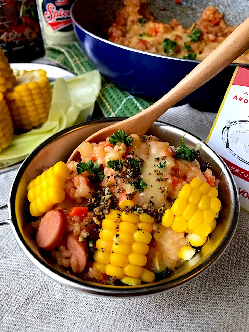 Snapdishの料理写真:【ユウキ食品さん💗おいしい世界ごはんパートナー】トマトチーズリゾット🍅|まなまな♡さん