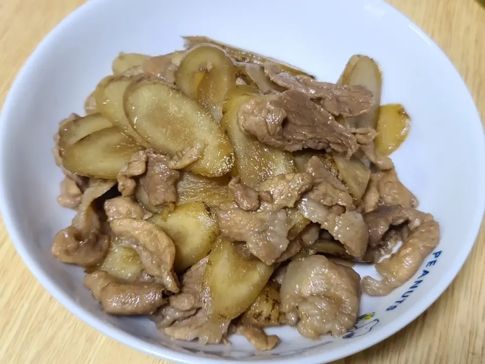 Snapdishの料理写真:豚肉とごぼうの甘辛煮|なっつさん