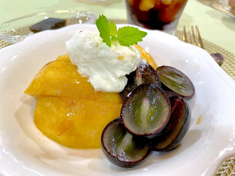 朝ごはんに大糖領(🍑)に長野パープル(🍇)|Seikoさん