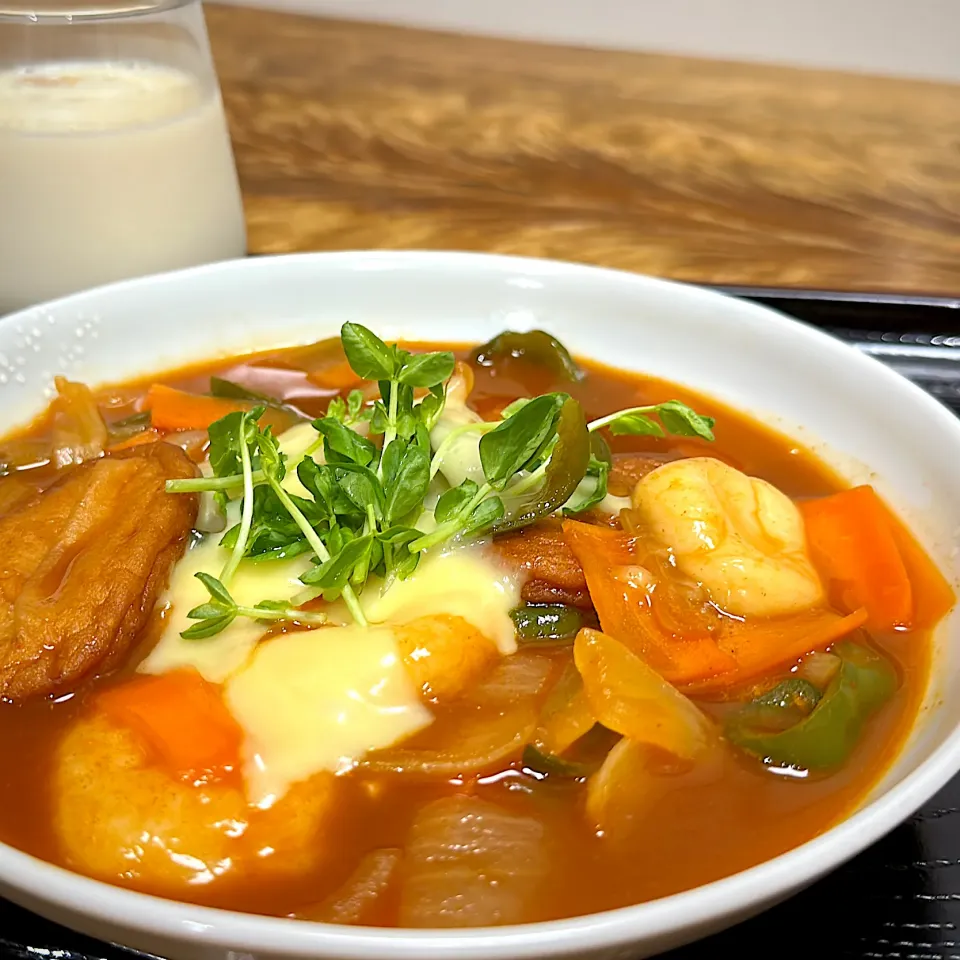 麹甘酒で朝食　甘辛白玉団子煮|くまちゃんさん