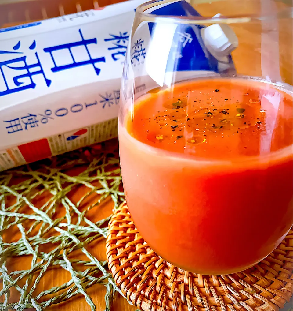 🍅トマトとスイカの糀甘酒ガスパッチョ🍉|にゃんぺこさん