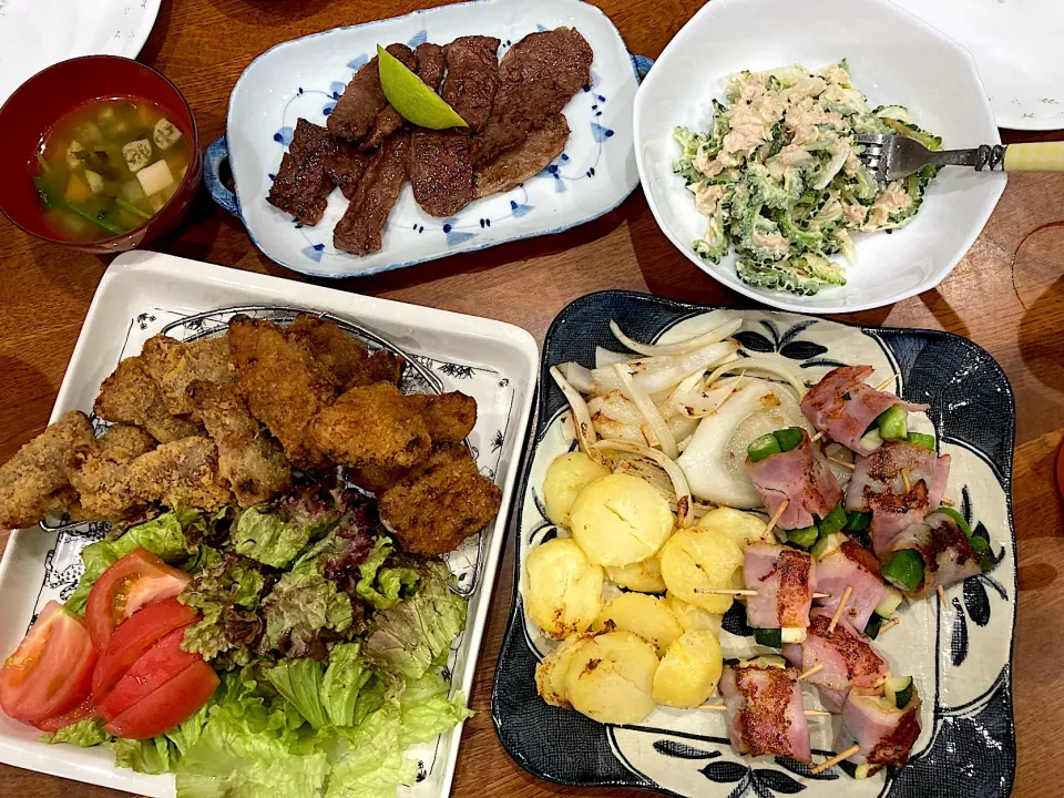 鯨カツと野菜で晩ご飯|sakuramochiさん