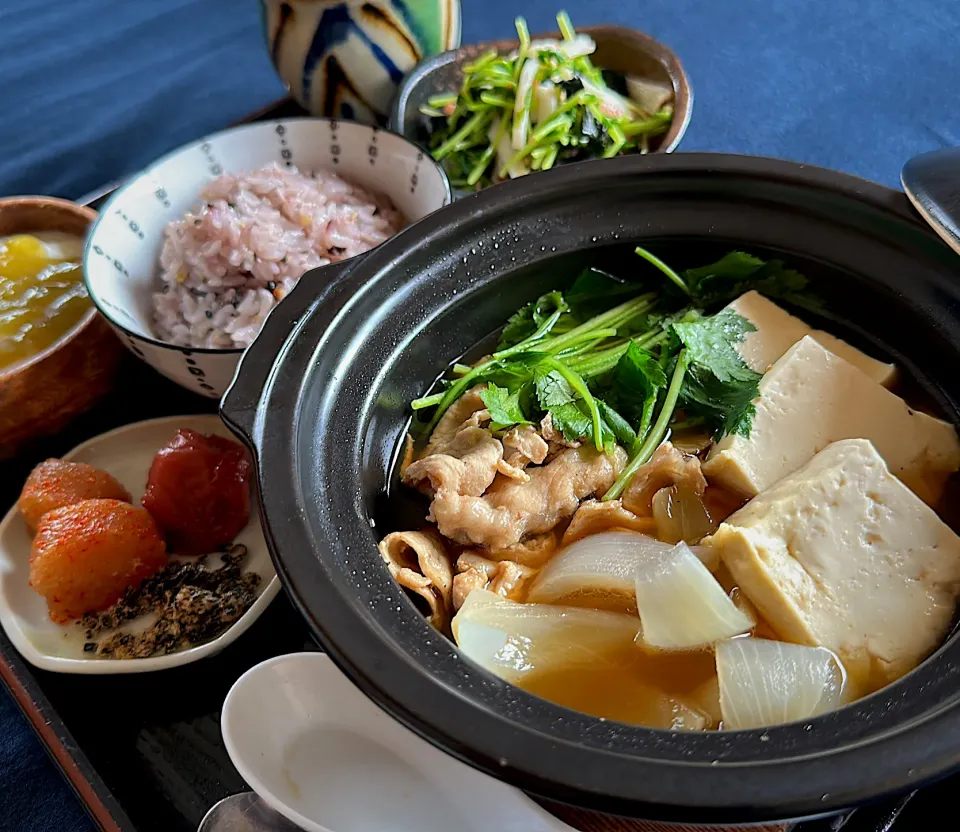 豚こまと豆腐のすき煮のランチ|くまちゃんさん