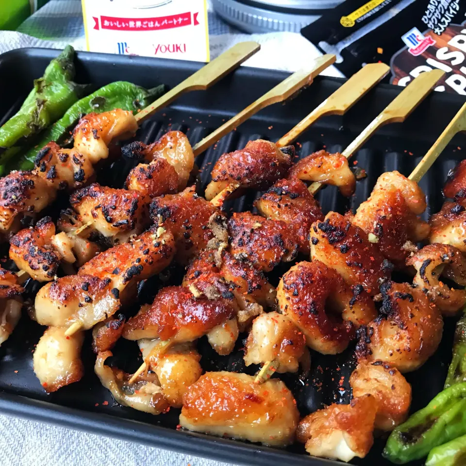 【ユウキ食品さん💗おいしい世界ごはんパートナー】鶏皮の焼き鳥|まなまな♡さん