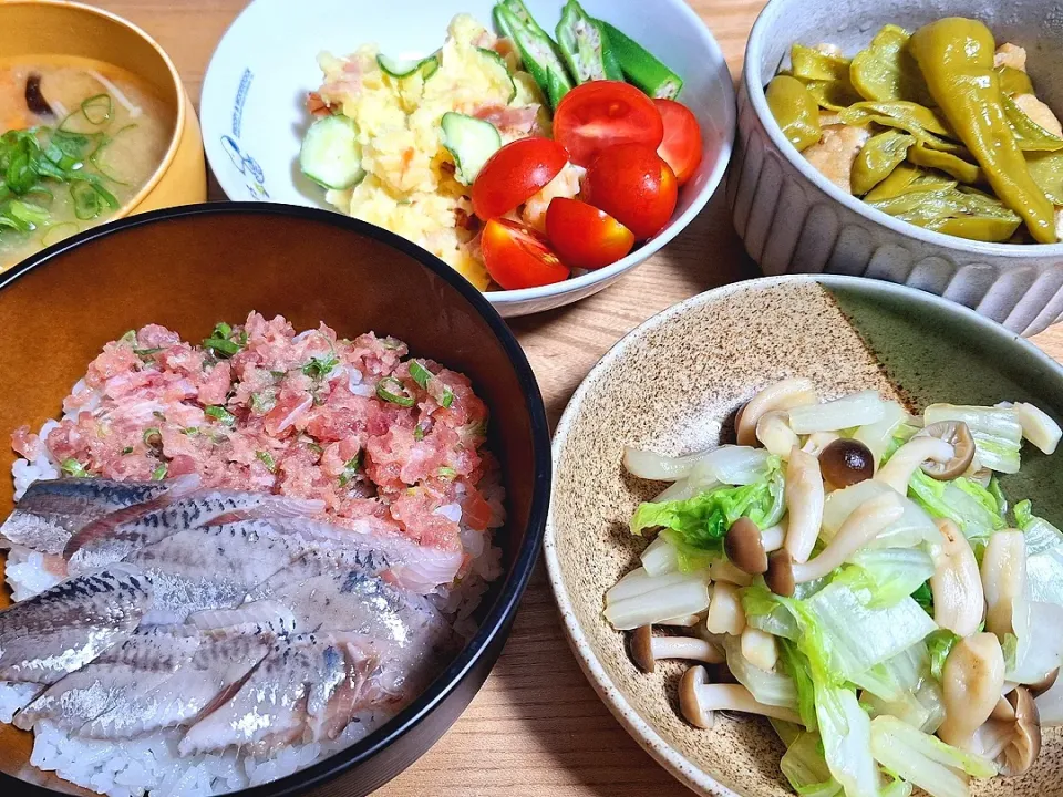 ネギトロといわしの丼|こももさん