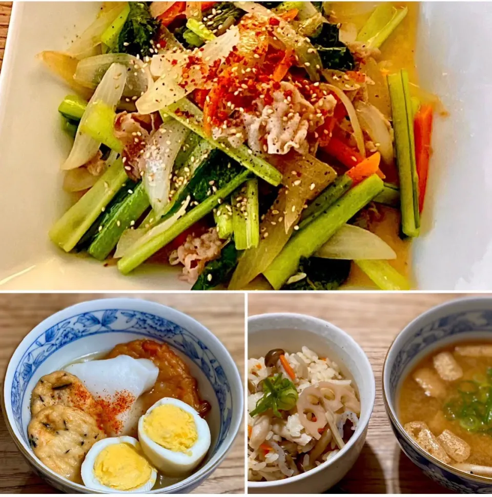 青菜炒めと煮物で朝ごはん・・|ばくあんしゃさん