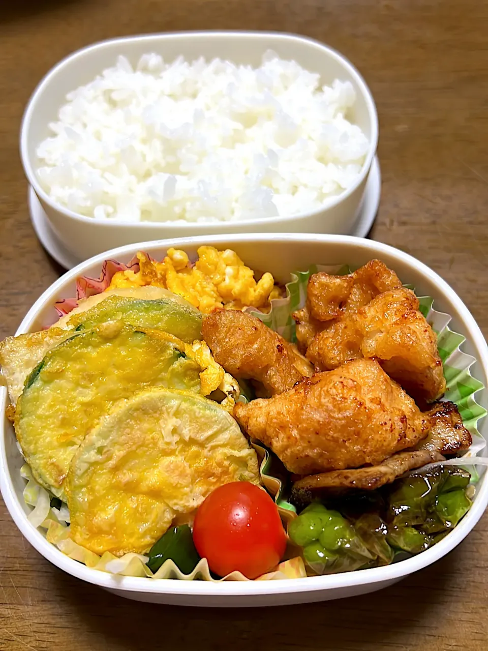 鶏胸肉の唐揚げ、ズッキーニのチヂミ弁当|たるぎさん