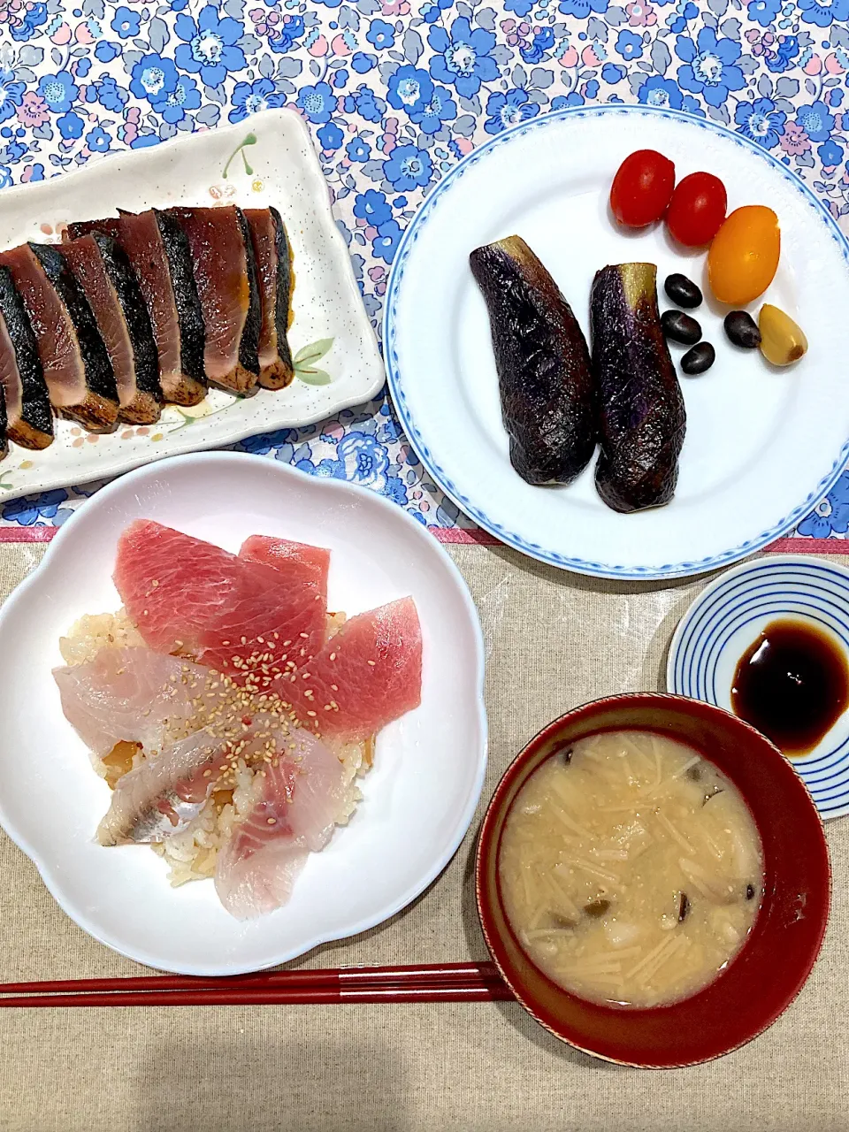 ちらし寿司と茄子焼き|おしゃべり献立さん