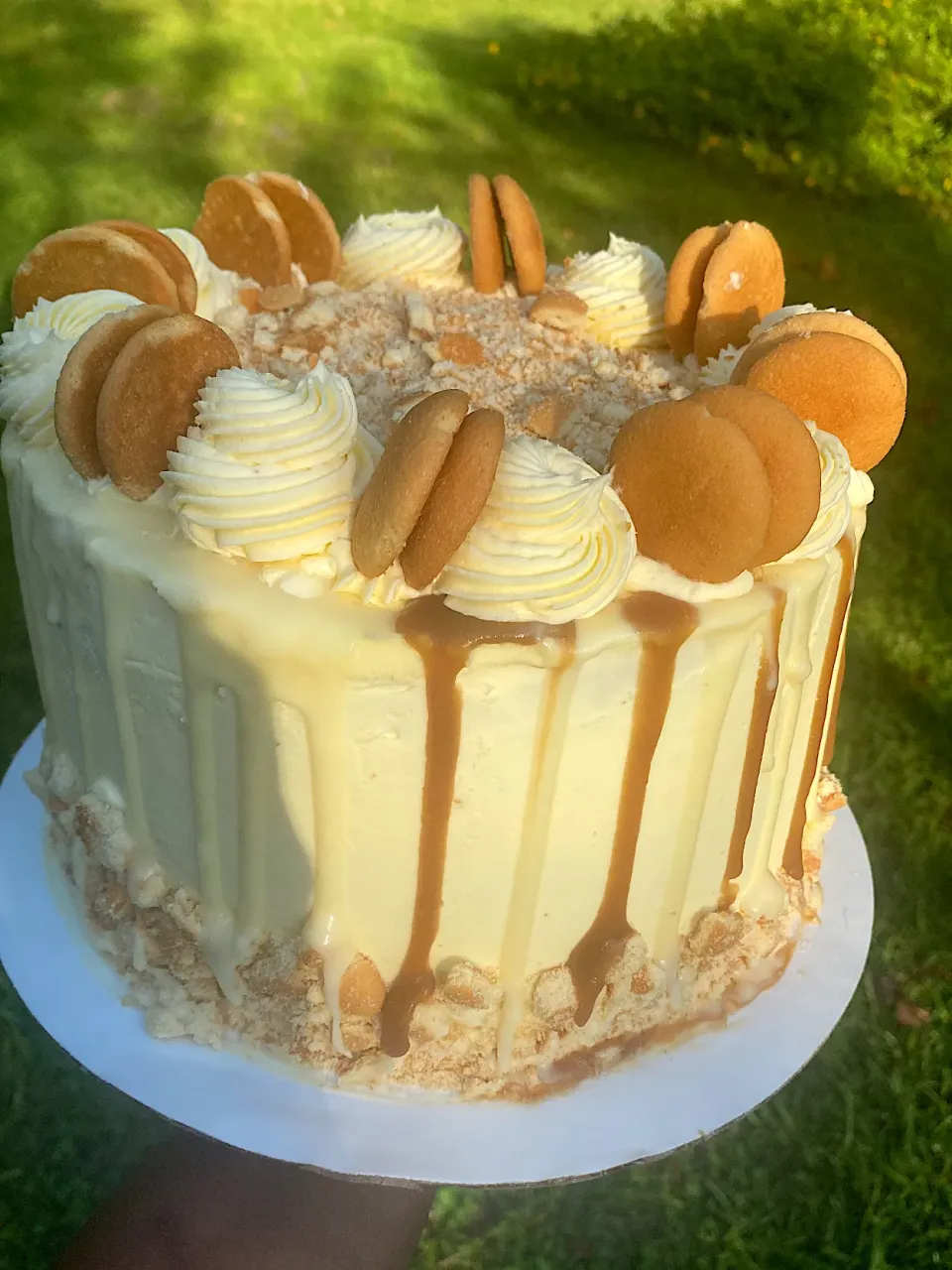 Banana Pudding Cake with homemade Brown butter caramel/white chocolate drizzle|Tashiaさん