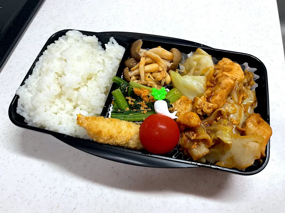 Snapdishの料理写真:8/22 彼氏弁当⁂とりキャベツの味噌炒め弁当|ゆさん