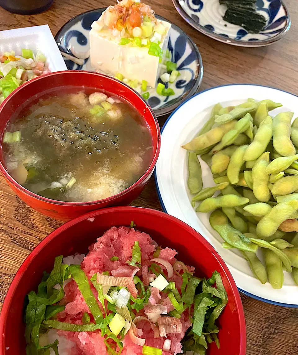 ネギトロ丼、枝豆|Masamiさん