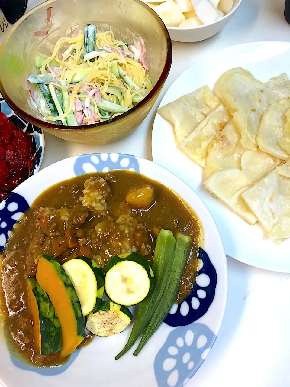 夏野菜カレーと米粉ナン|しのてらさん