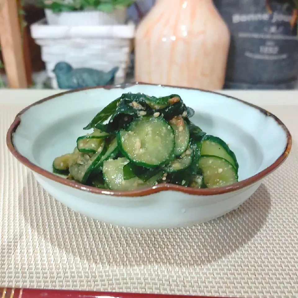 糀甘酒のきゅうりワカメごま味噌和え|まゆみさん