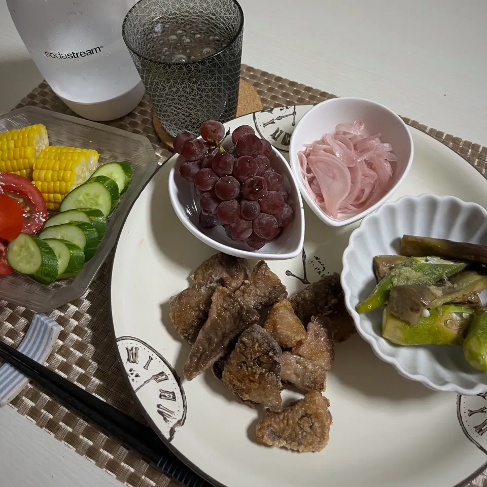 Snapdishの料理写真:8/22晩ご飯：カツオの血合いの漬け竜田|ななみんさん