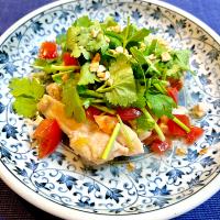 蒸し鶏とパクチーのサラダ