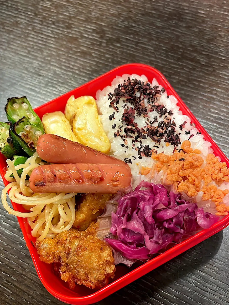 唐揚げとたらこスパゲッティのお弁当|雑草シェリーさん