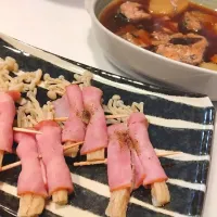 さば缶と大根の煮物＆蒸しベーコン|土鳩さん